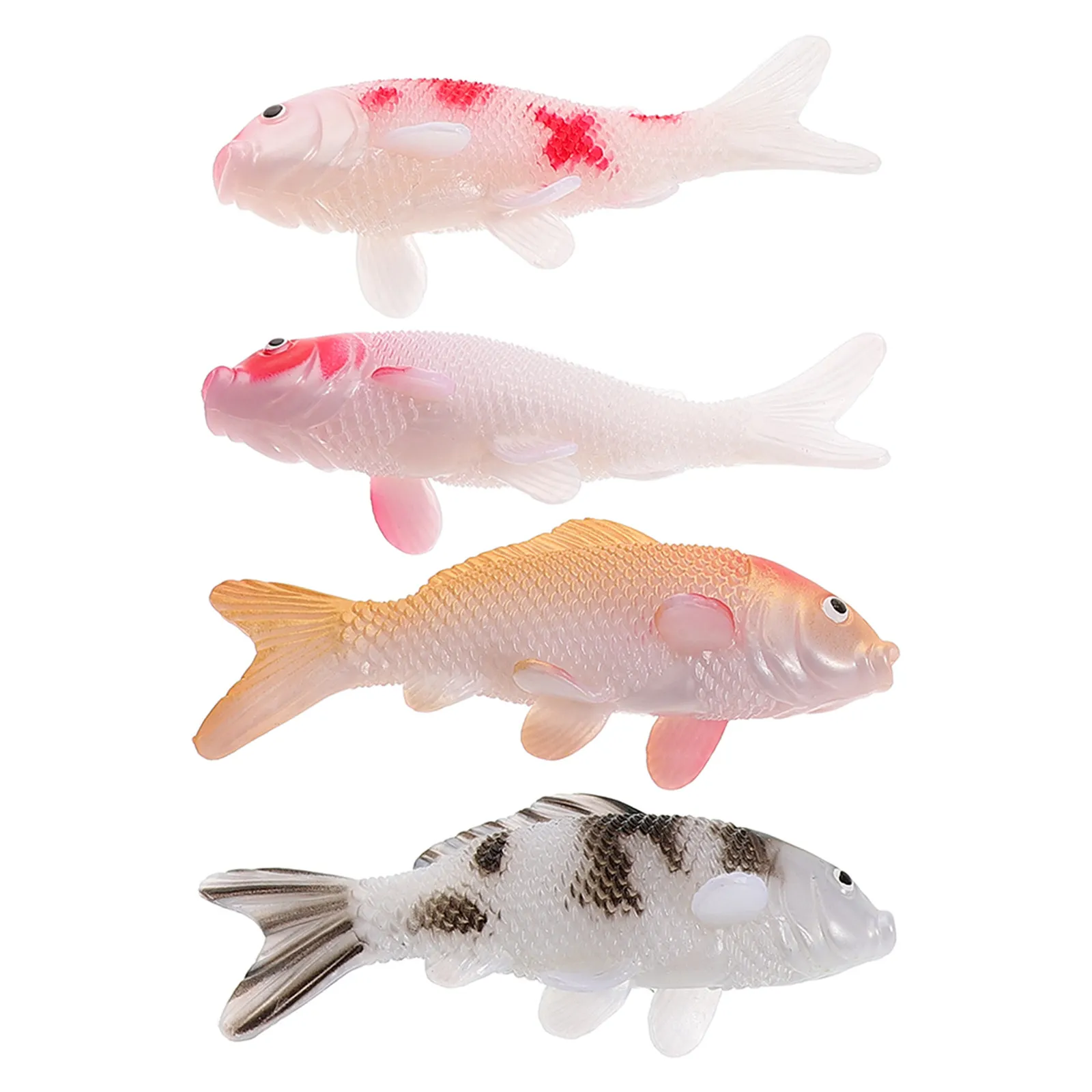 

Набор из 4 миниатюрных рыбок кои: имитация, прочный пластик, эффект плавания, для аквариума, настольного декора, создания креативной среды