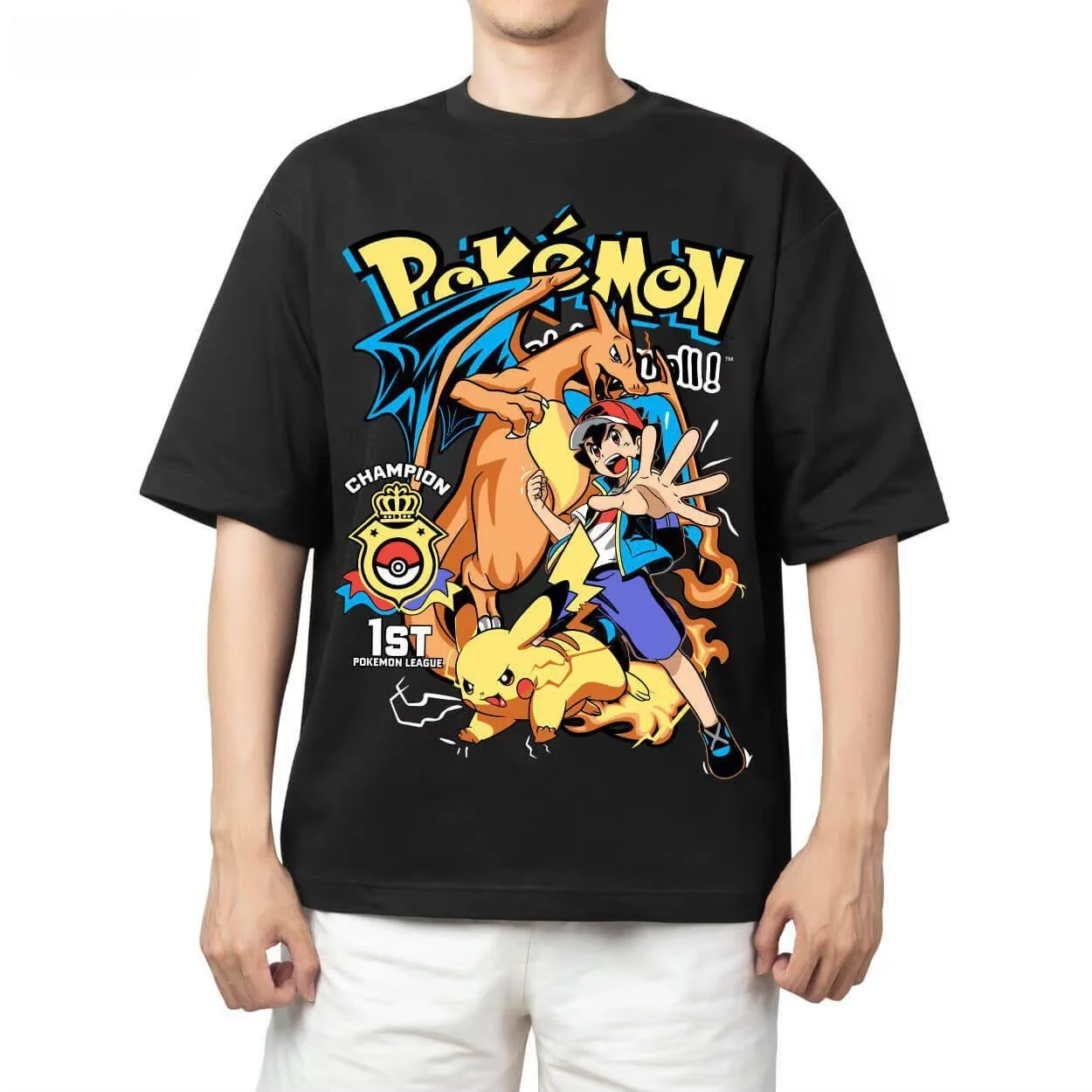 T-shirt en coton pour hommes et femmes, motif Pokémon Charizard, style anime, vêtements de loisirs, manches courtes, col rond, t-shirts d'été