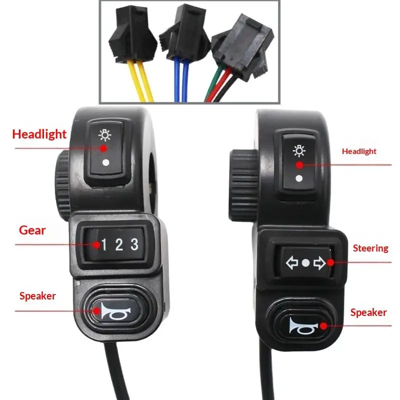 1/3Pcs Motorcycle Handlebar Switch 3 Function Light Horn Turn Signal Control For E-bike Scooter Repair