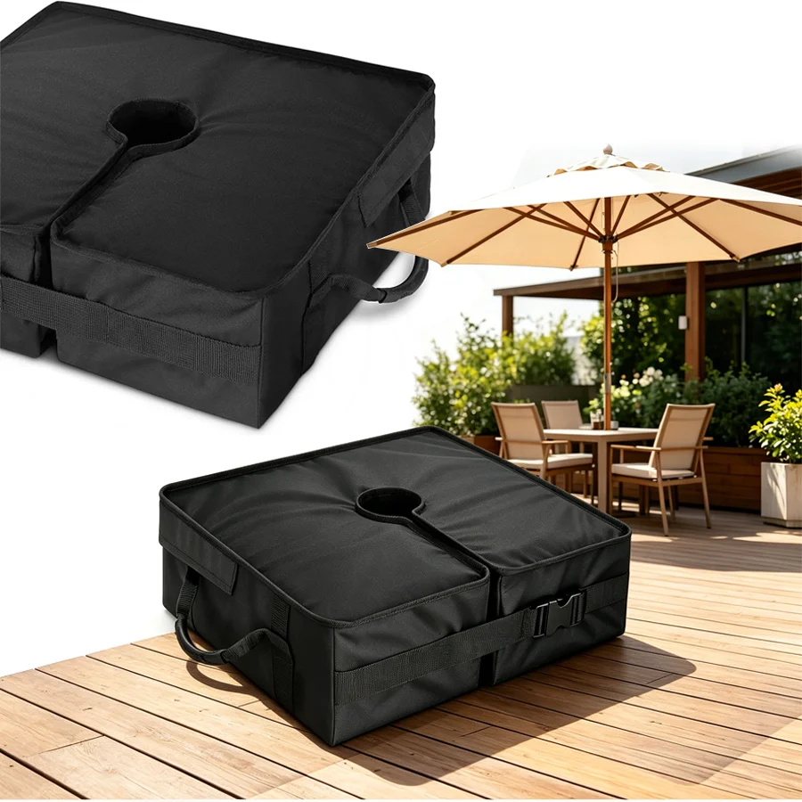 1pc Fillable Parasol Weight Sand Bag, Oxford Fabric Parasol Base Stabilizer Bag with Carry Handles & Buckle Strap, XJM