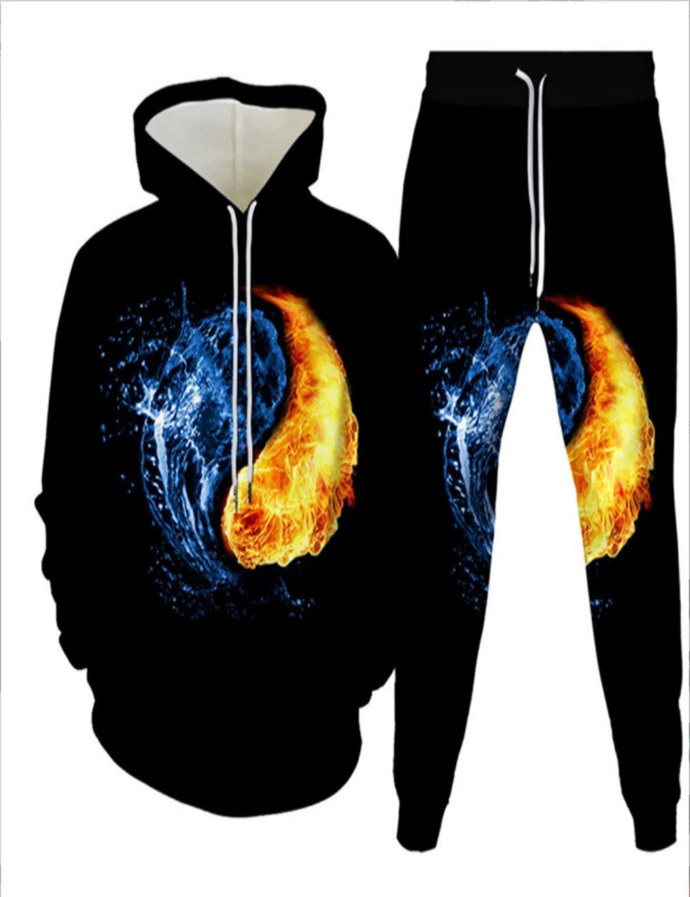 Autumn/Winter Hoodie Set Phoenix And Tai Chi 3D Printed Boys Hooded Fashion Sportswear Set Casual Hoodie And Pants 2-Piece  Set