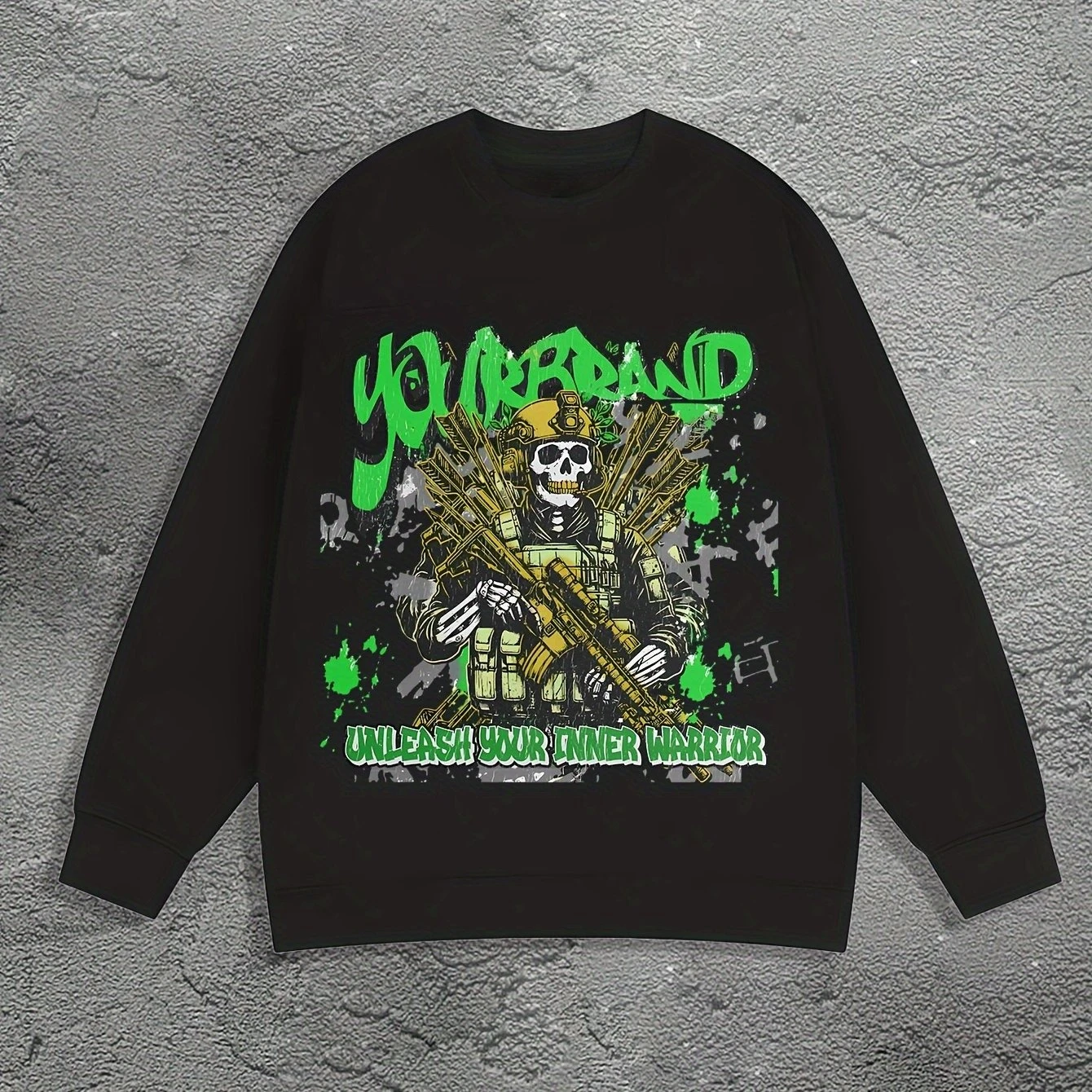 

Gothic Soldier Skeleton Pattern Print Autumn and Winter Men's and Women's Long Sleeved Sportswear Casual Loose Outdoor Street