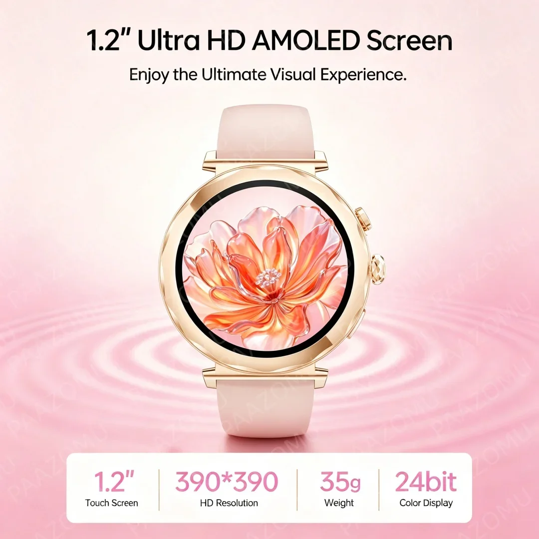 2026 New Ladies Smartwatch Rose Gold Bluetooth Call Heart Rate SpO2 Sleep Monitor Sport Modes IP68 Waterproof Gift for Women