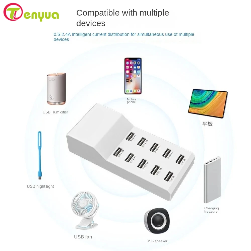 شاحن USB متعدد المنافذ شحن سريع 50 وات شاحن ساعة للهاتف المحمول مناسب لهاتف Apple Huawei