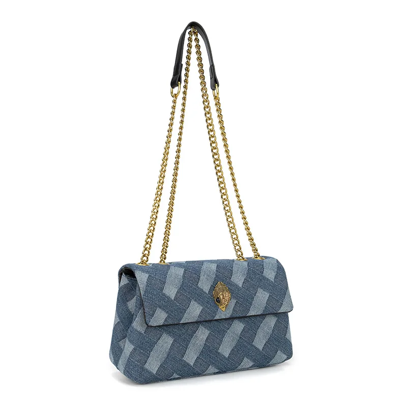 KURT GEIGER LONDON Damska torba na ramię Patchwork Crossbody Bag Street Shoot Chic Denim Bag Wash Denin Weave Print Crossbody Bag