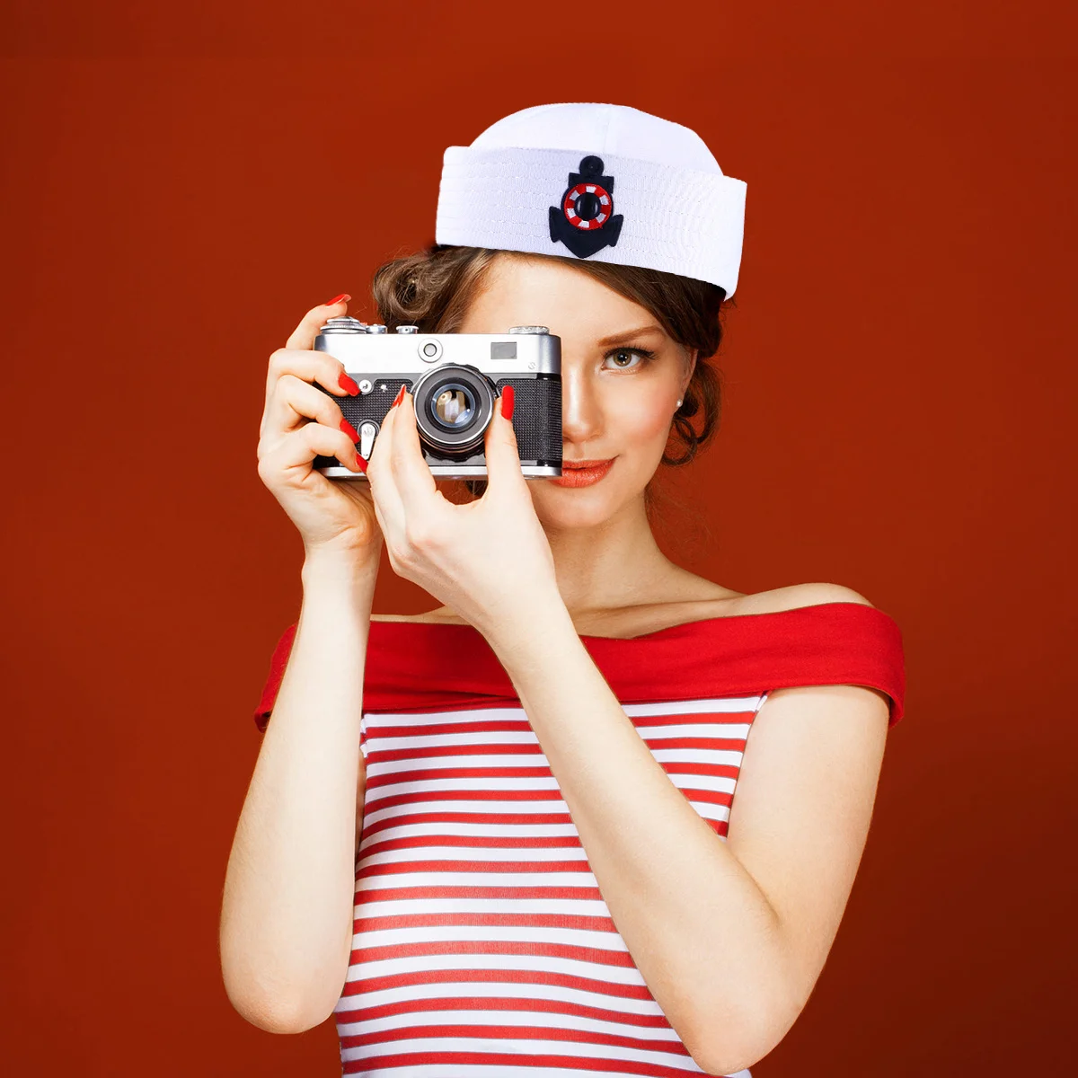 

1 шт., матросская шляпа, темно-синяя, белая, прочная, костюмная кепка для вечеринки, кепка капитана для косплея, аксессуары, матросские шляпы, капитанская шляпа