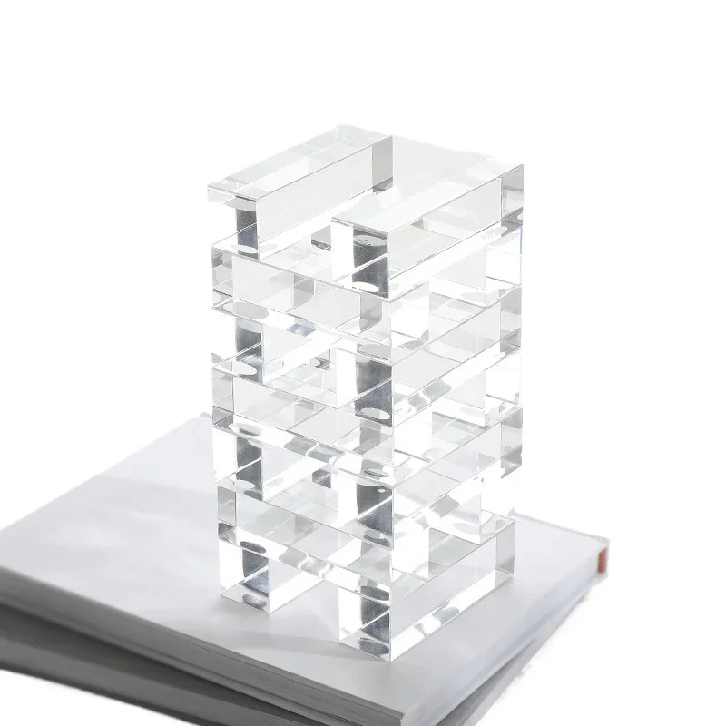 Modern light luxury home transparent rectangular crystal vase decorative ornament desktop TV cabinet soft decoration
