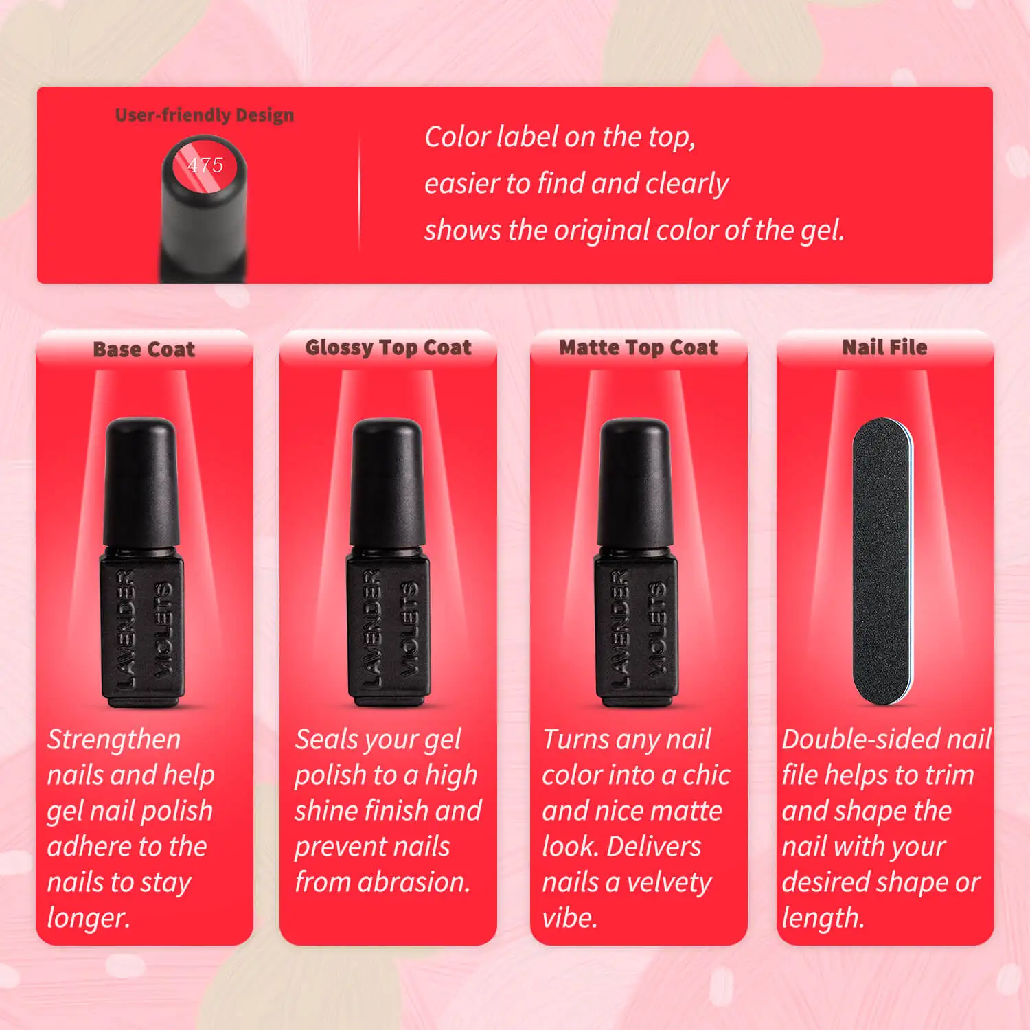 مجموعة طلاء أظافر جل مكونة من 13 قطعة - 9 ألوان حمراء ومعطف أساسي ومعطف علوي لامع غير لامع ومبرد أظافر لتقليم الأظافر #6