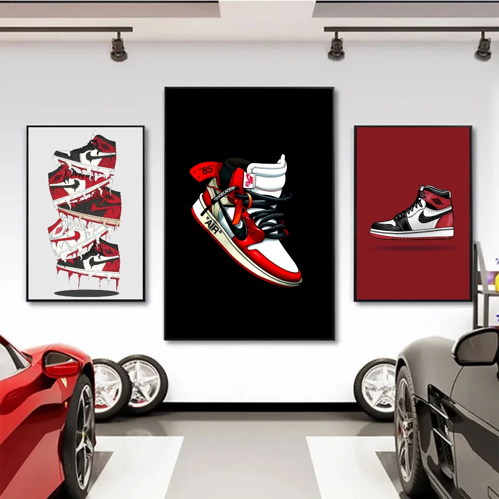 Luxury Fashion Shoes Poster Self-adhesive Art Waterproof Paper Sticker Coffee House Bar Room Wall Decor