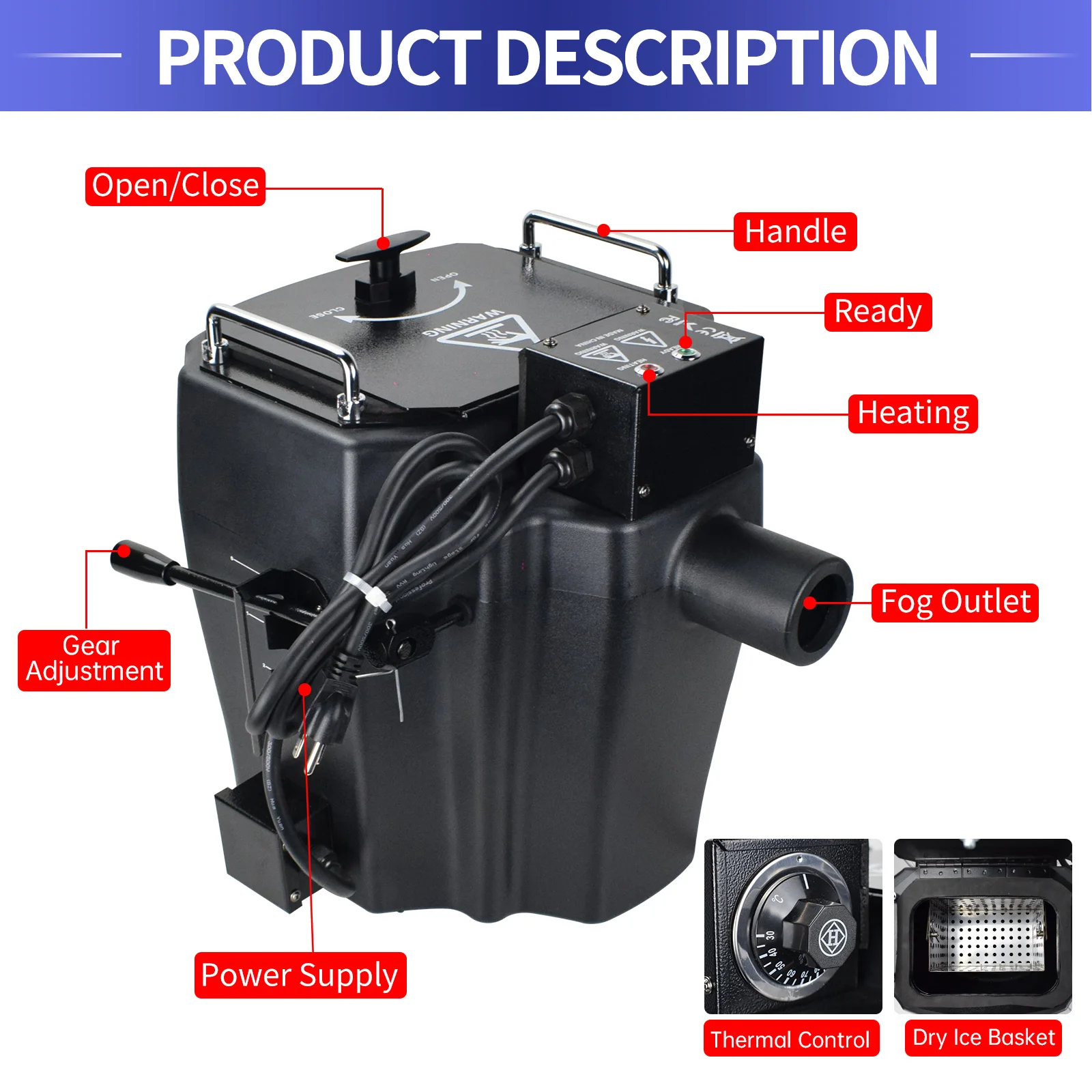 3500W mini smoke fog machine dry ice making machine low fog machine dry ice for wedding party