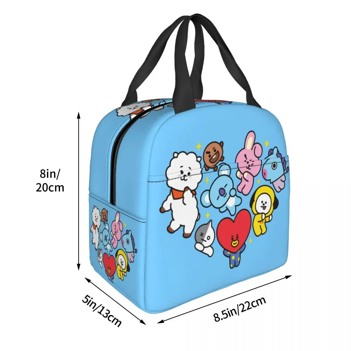 Kpop Cute Cartoon Insulated Lunch Bag Leakproof Music Lunch Container Thermal Bag Tote Lunch Box Beach Outdoor Men Women