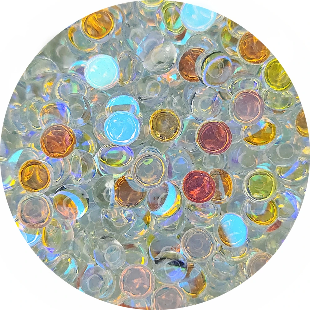 Aurora AB Shiny Crystal Glass Hemispherical Mermaid Beads Non Hotfix Glue On Rhinestones  Nail Art Garment Decorations
