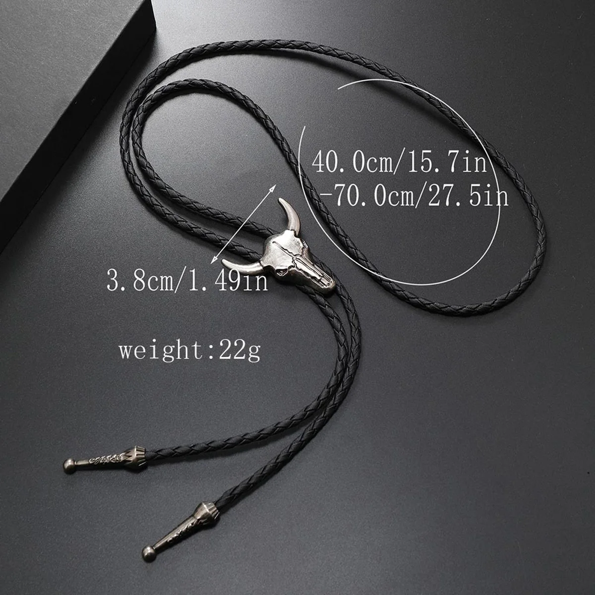 Sue Che Men's Retro Bolo Tie Fashion Accessory with Skull Cow Head Design Trendy Accessory