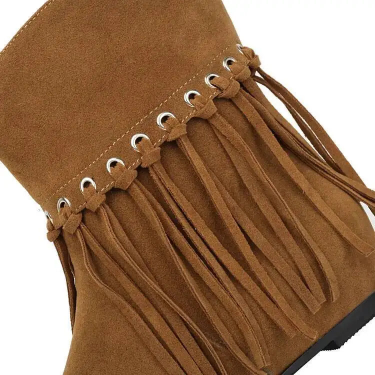 2026 أشار تو الجلد المدبوغ شرابة الكاحل أحذية منخفضة الكعب الجوارب القصيرة حذاء كاجوال #6