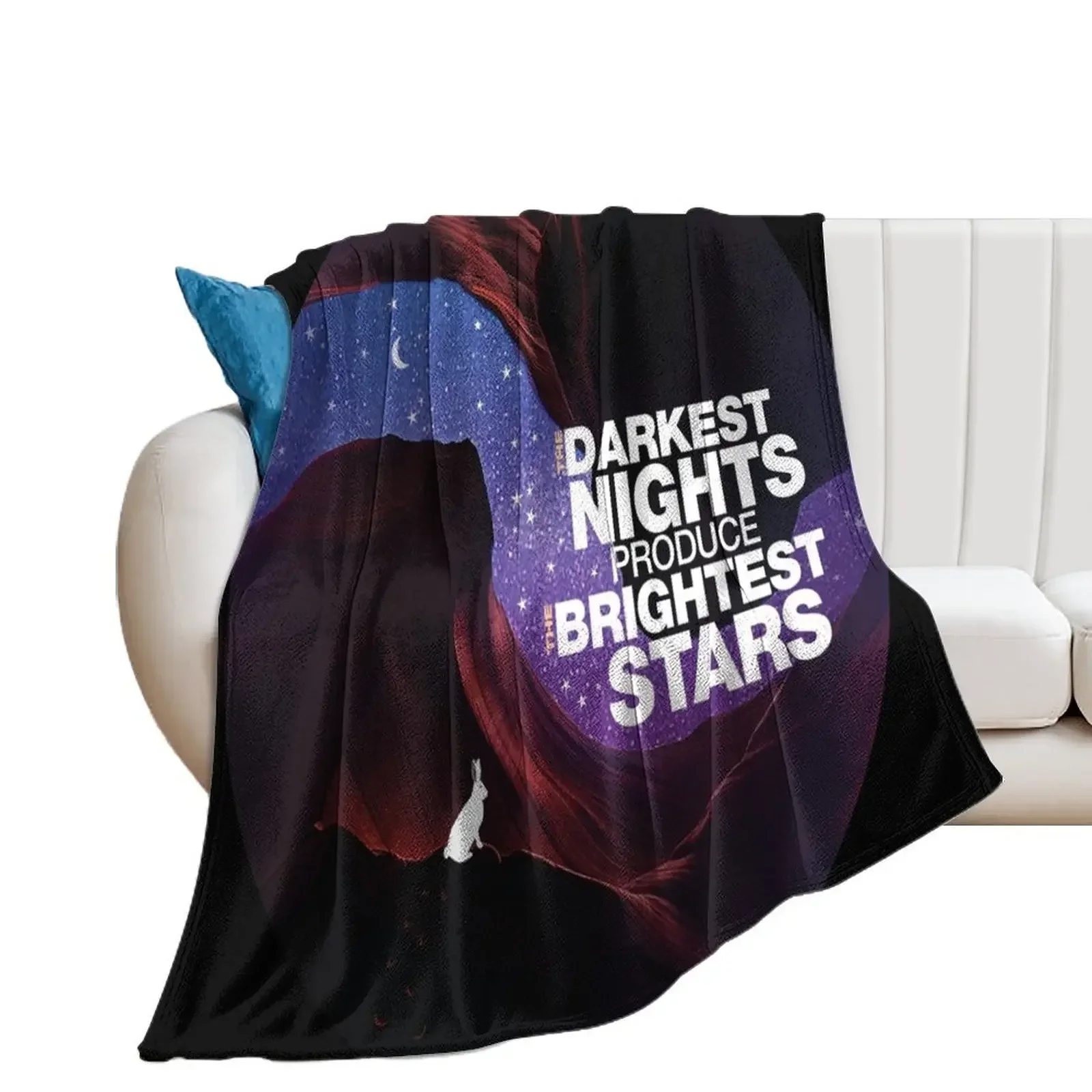 The Darkest Nights Produce The Brightest Stars-Inspirational Quote T-shirt Throw Blanket Flannel Fabric anime Blankets