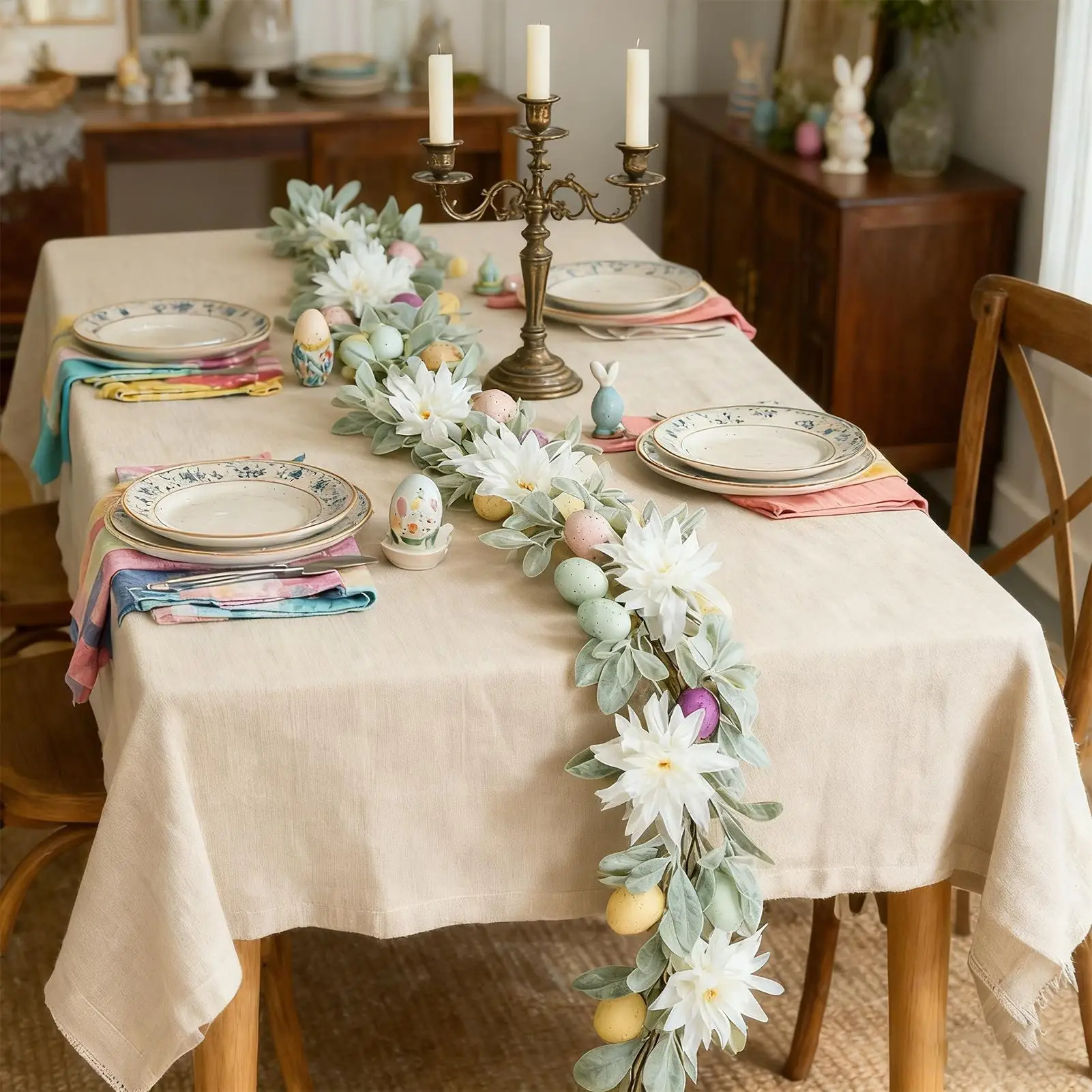 

Пасхальная гирлянда 5,9 фута, украшение с пасхальными яйцами, праздничная гирлянда для весенней вечеринки, сада, свадьбы, дома, каминной лестницы