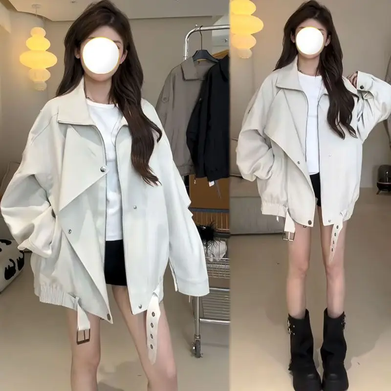 

Байкерские куртки Женская куртка Зеленая летняя льняная сетка с перепонками на молнии Гибкий подарок Художественный чистый минималистский молодой бархат