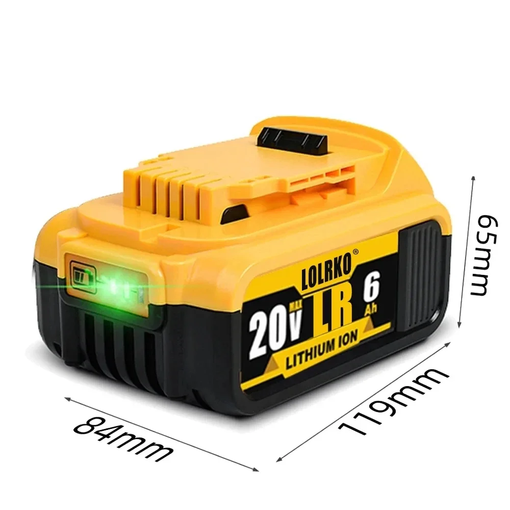 Latest DCB200 20V 6000mAh Battery and charger For Dewalt 18V DCB184 DCB200 DCB182 DCB180 DCB181 DCB182 DCB201 Tools Battery