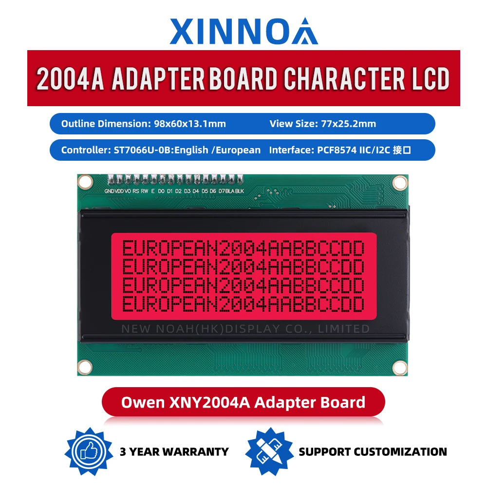 Écran LCD européen avec lumière rouge et lettres noires, carte adaptateur IIC, prise en charge du développement de schémas, haute qualité, 2004A, 4x20, 4x20, ST7066U