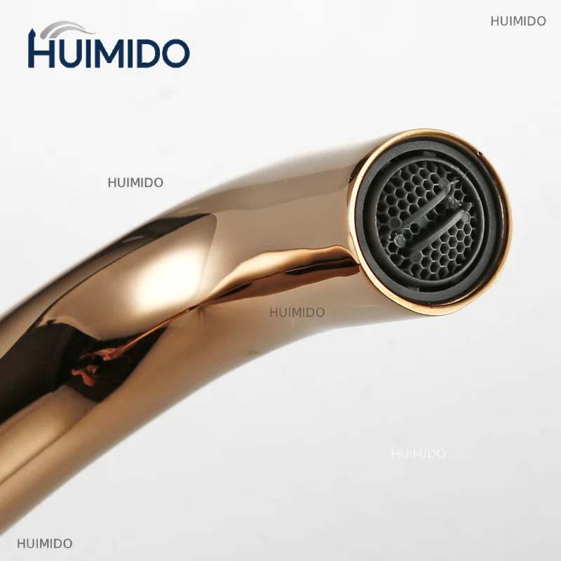Kitchen Faucet Solid Brass Double Hole Single Handle Rose Gold L-Shaped Kitchen Wash Basin Faucet