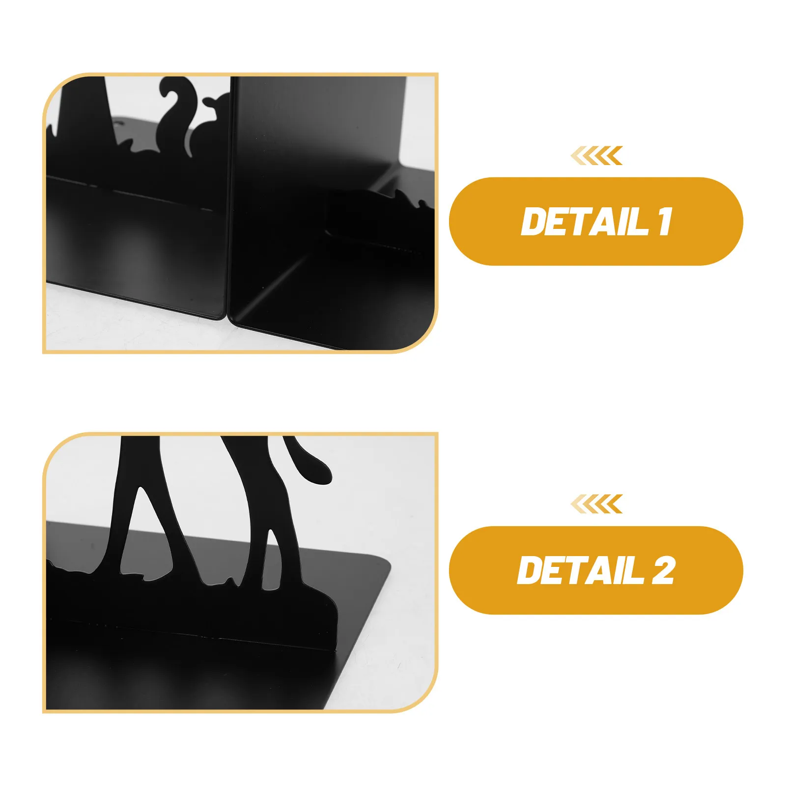 1Set Desktop Bookends Metal Giraffe Decorative Black Non-Slip Book Holder Organizer Office Study Room File Rack