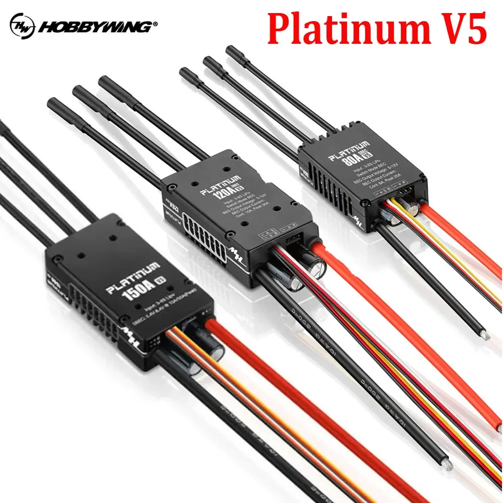 BoMassHobbywing Platinum V5 80A 120A 150A 3-8S Brushless ESC Electric Speed Control Switchable BEC Output For RC Helicopter Fixe