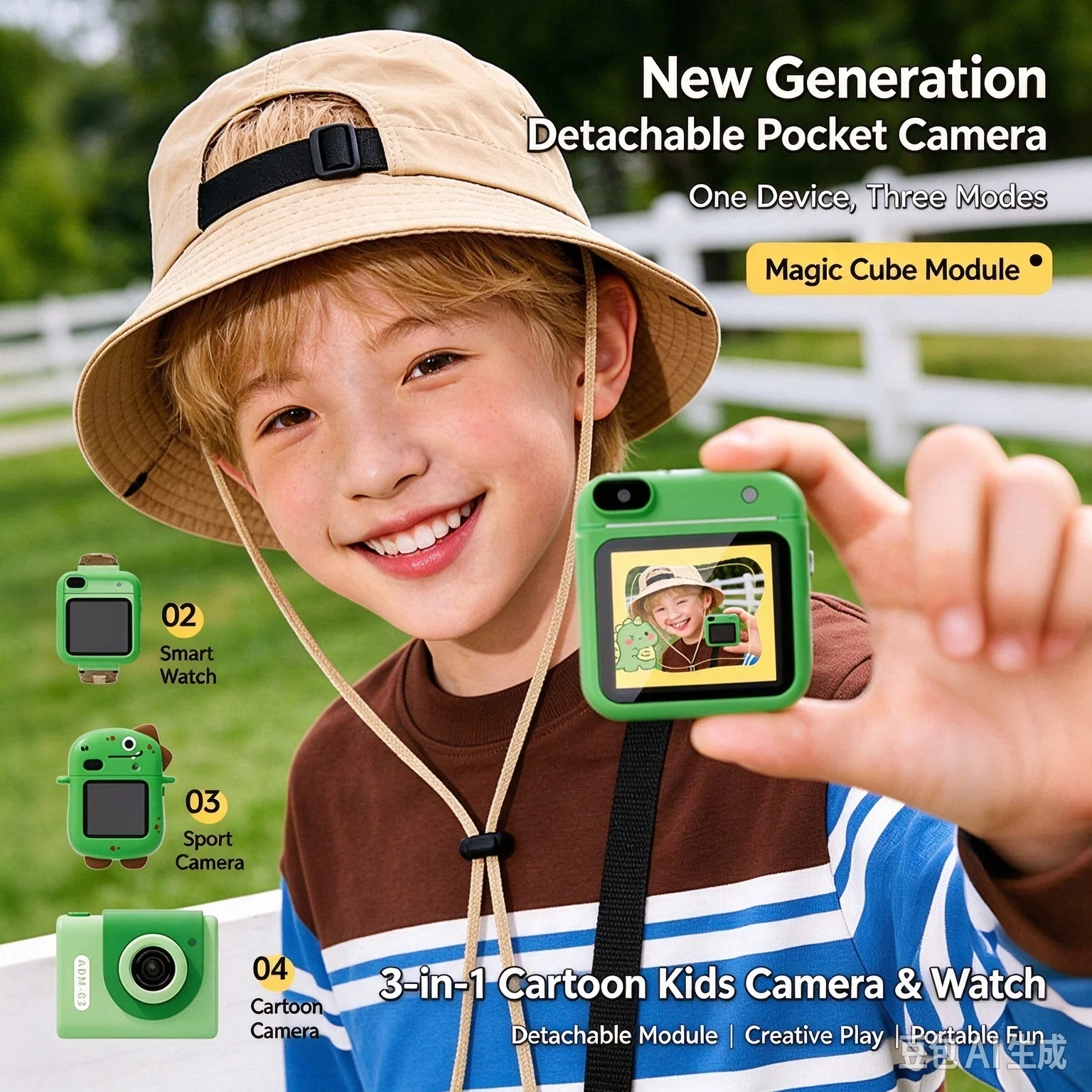 New children's outdoor multifunctional camera, touch screen watch, strap, neck hanging, anti fall toy, high-definition camera