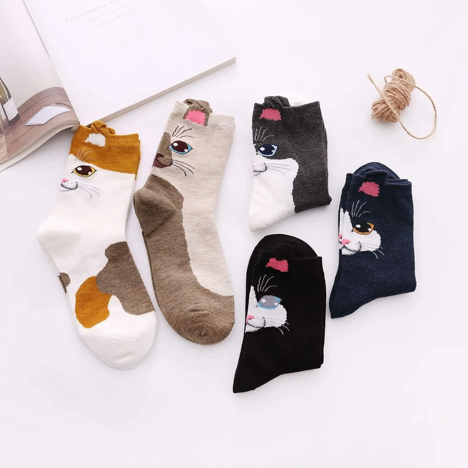 5 Pairs Kawaii Cotton Short Socks Dog Cat Cartoon Women Socks Cute Low Cut Ankle Korean Japanese Fashion Socks Girl