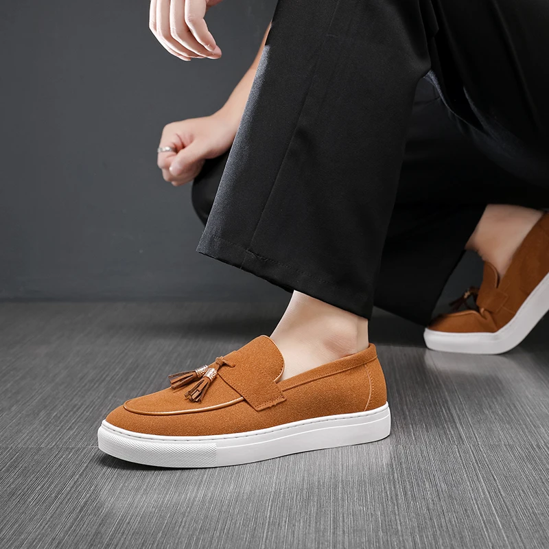 

Men Casual Tassel Shoes in Black Brown Frosted Leather Lightweight and Comfortable High-quality Loafers in Sizes 38-48 Men Shoes