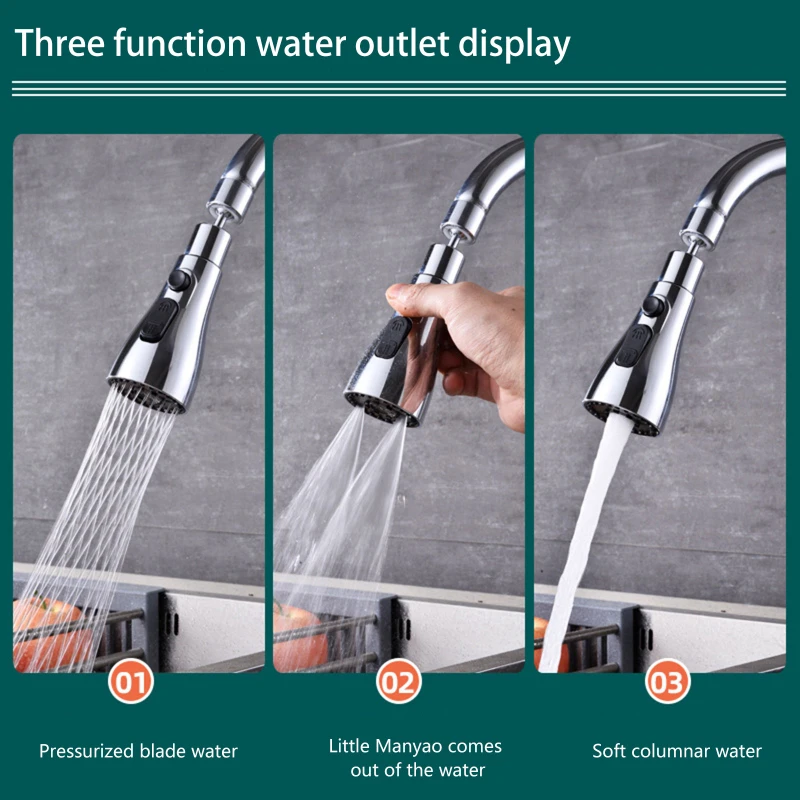 3in1 Faucet Sprayer Pull Out Kitchen  Leakproof 360 Degree Ajustable Sink Tap Bathroom Basin Replacement Spray Head High-quality