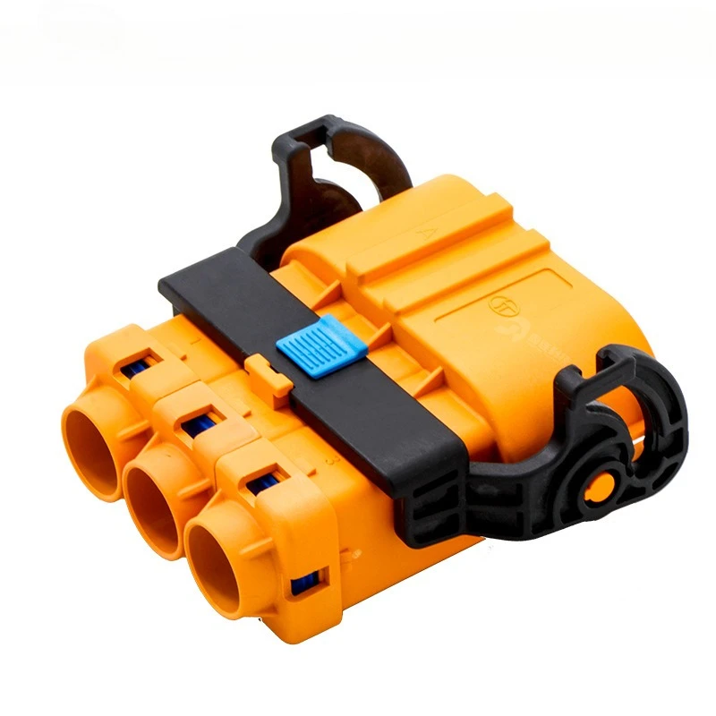 High voltage connector 8mm three-core straight plug head seat curved plug electric new energy vehicle male