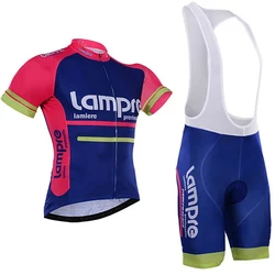 2016 pro team lampre cycling jersey set breathable summer Short sleeve bike clothing MTB Ropa Ciclismo Bicycle maillot GEL