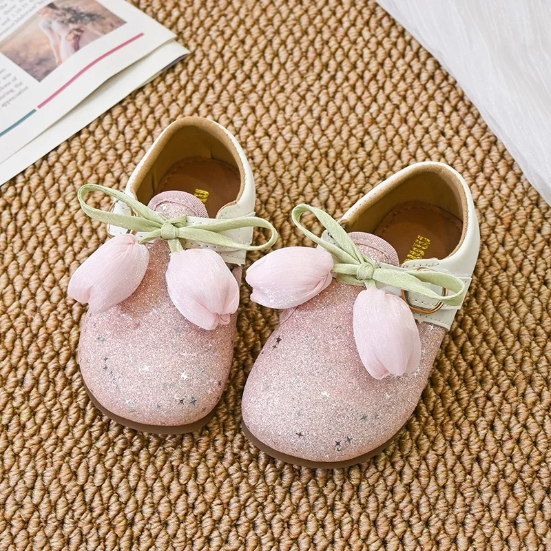 

Spring Autumn New Tulip Girl Princess Shoes Fashion Flower Casual Baby Soft-soled Fashion Mary Jane School Student Loafer