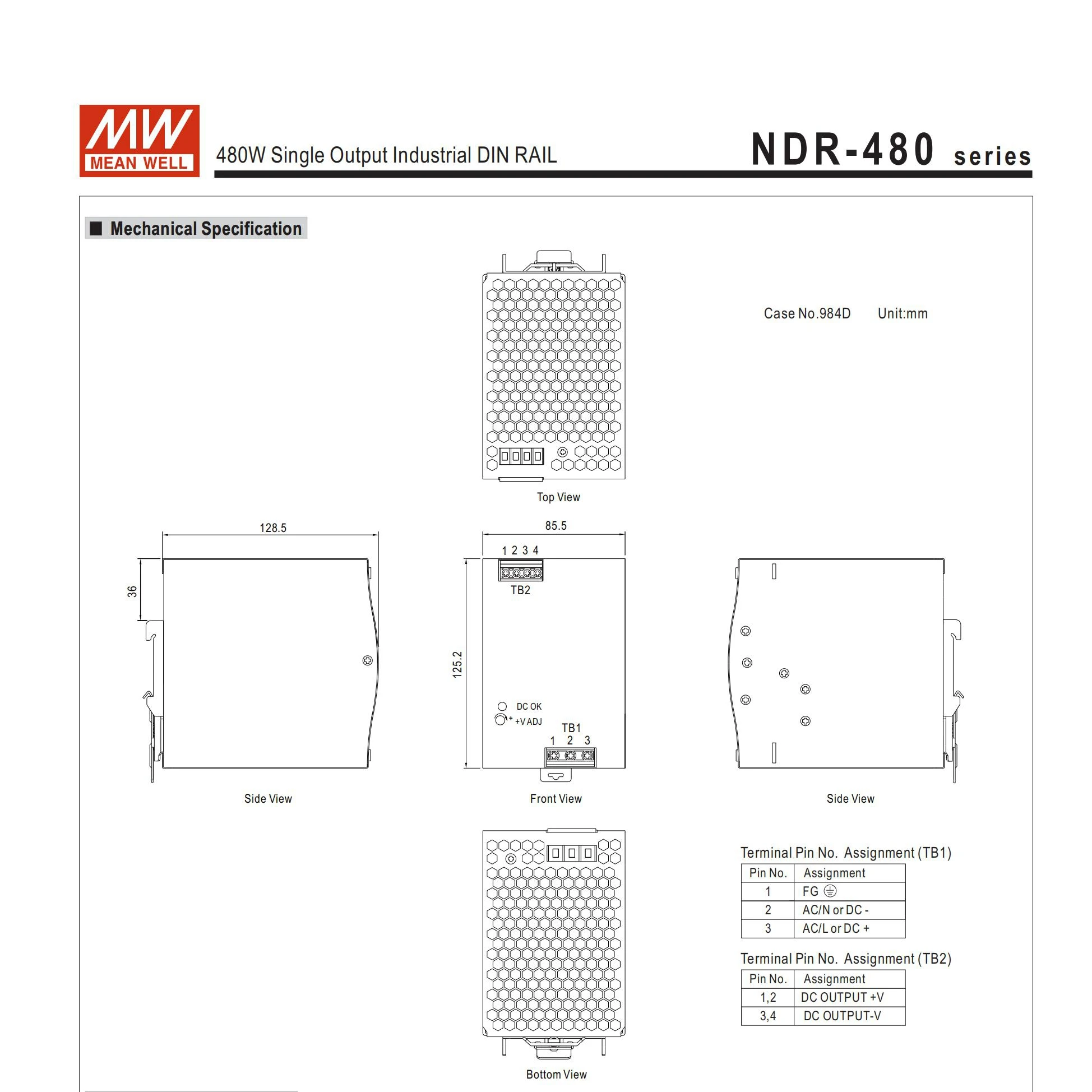 MEAN WELL 100%-NEW NDR-240-24 NDR-240-48 240W 24V 48V Single Output Industrial DIN RAIL Power Supply