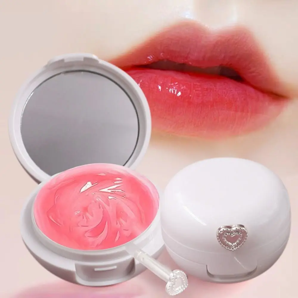 Pocket Mirror 20g Lip Film Bottle with Brush Portable Lip Film Box with Mirror White Lip Scrub Jar