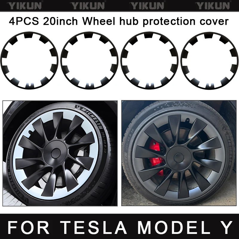 

For Tesla Model Y 20 Inch Rim Wheel Hub Protection Patch Protectors ABS Wheel Guard Covers Accessories Auto Exterior 2018-2024