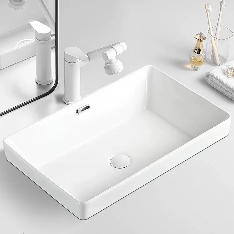 Ceramic Taichung Basin Semi-Washbasin Hotel Bathroom Washbasin Rectangular Basin Balcony Laundry Basin