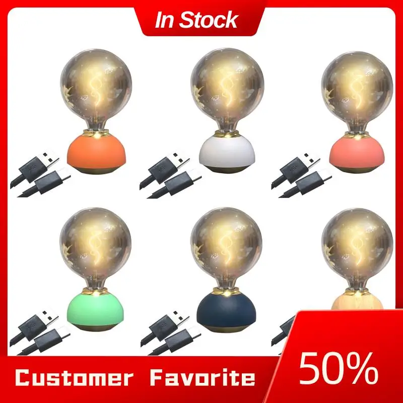 

Glass LED Table Lamp Touch Dimmable Table Lamp Bulb Shaped Table Lamp For Indoor Decor Bedroom Table Lamp Easy Install Blue