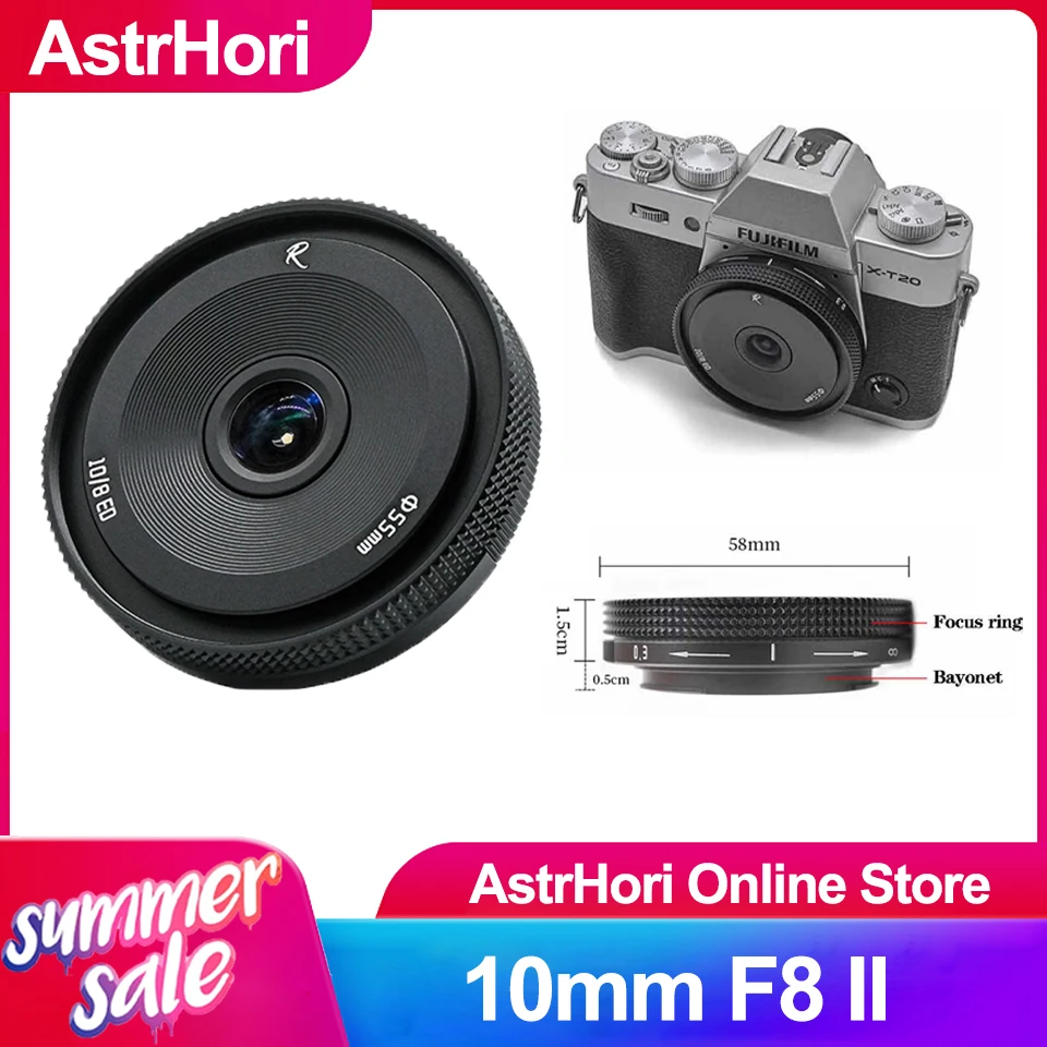 

AstrHori 10mm F8 II APS-C Ultra Wide Angle Manual Focus Fisheye Lens for Sony A7III Fuji X-T10 Nikon Z 50