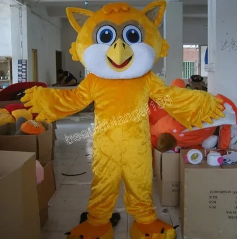 

New Adult Hot Sale Foam Yellow Owl Doll Fancy Cartoon Mascot Costume Plush Christmas Fancy Dress Halloween Mascot Costume