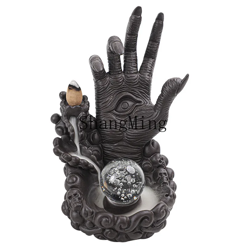 

PYH backflow incense burner home creative ornament zen incense ware black purple sand bergamot incense burner