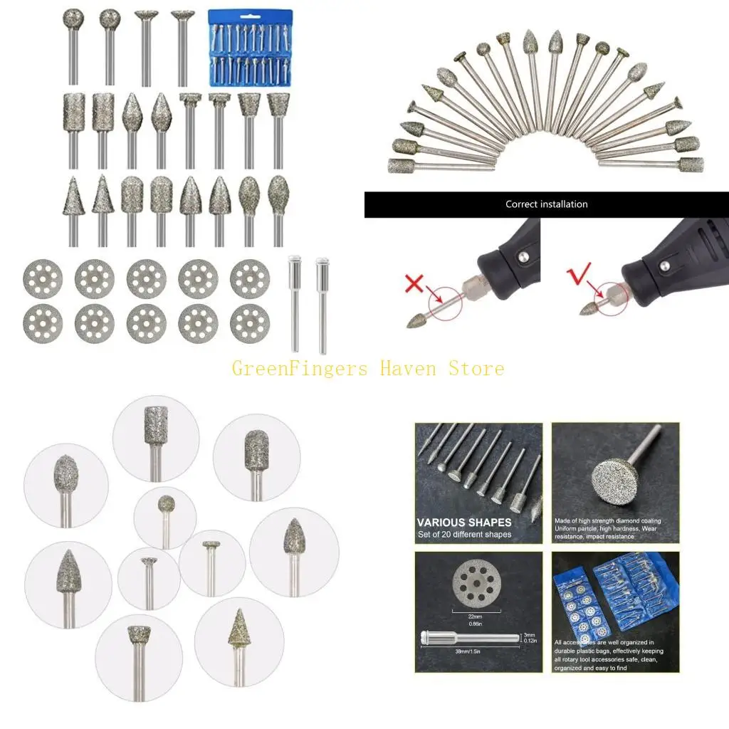 مجموعة لقم الثقب الماسي F68D مقاس 1/8 بوصة مجموعة لقم الثقب الماسية لطحن الأزيز #1