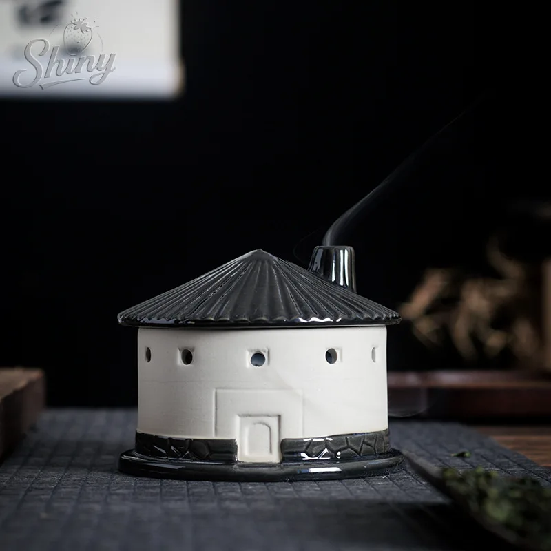 

Simple Ceramic Creative Chinese Tulou Sandalwood Incense Burner Home Incense Burner Decorative Desktop Ornaments