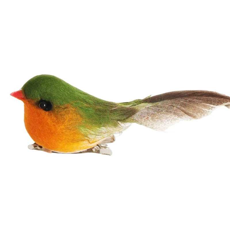 12 個の人工鳥クリスマスツリー庭の芝生の装飾シミュレーション羽鳥の置物ホリデードロップシップ用クリップ付き