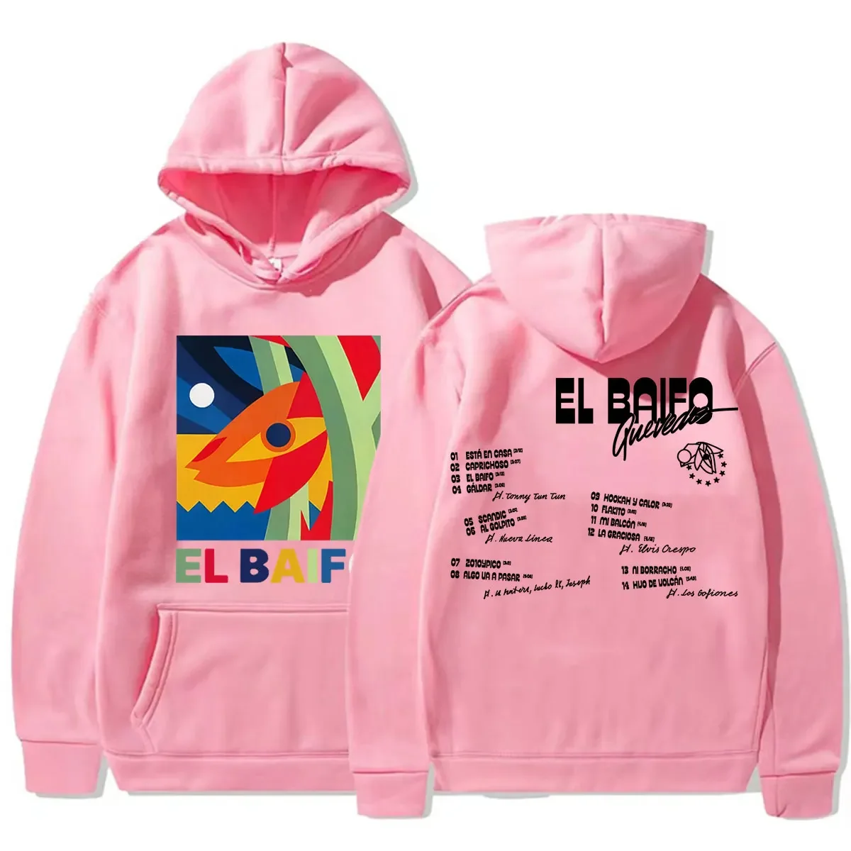2026 Unisex Quevedo El Baifo Tour Hoodie mit beidseitigem Druck für Herren und Damen, abstrakte Kunst, Oversized Retro Streetwear Pullover-Sweatshirt – Detail 8