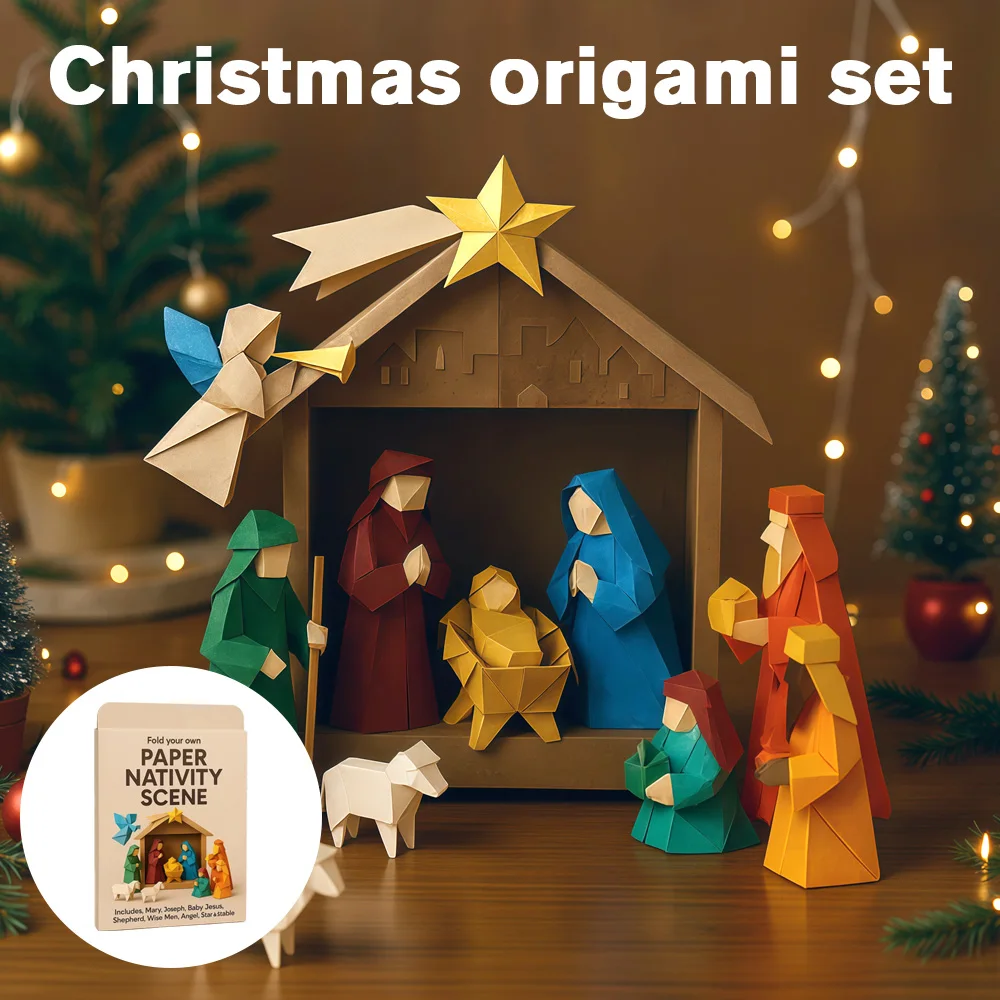

DIY 3D Nativity Scene Paper Craft Kit Christmas Origami Set Holy Family Jesus Mary Joseph Handmade Home Decoration Ornament
