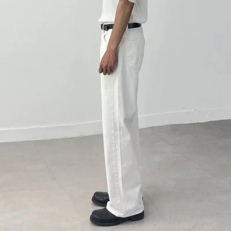 New White Denim Men's Spring and Autumn Loose Style Japanese Fit Washing Vintage Casual Wy-drag Long Pants that's it.