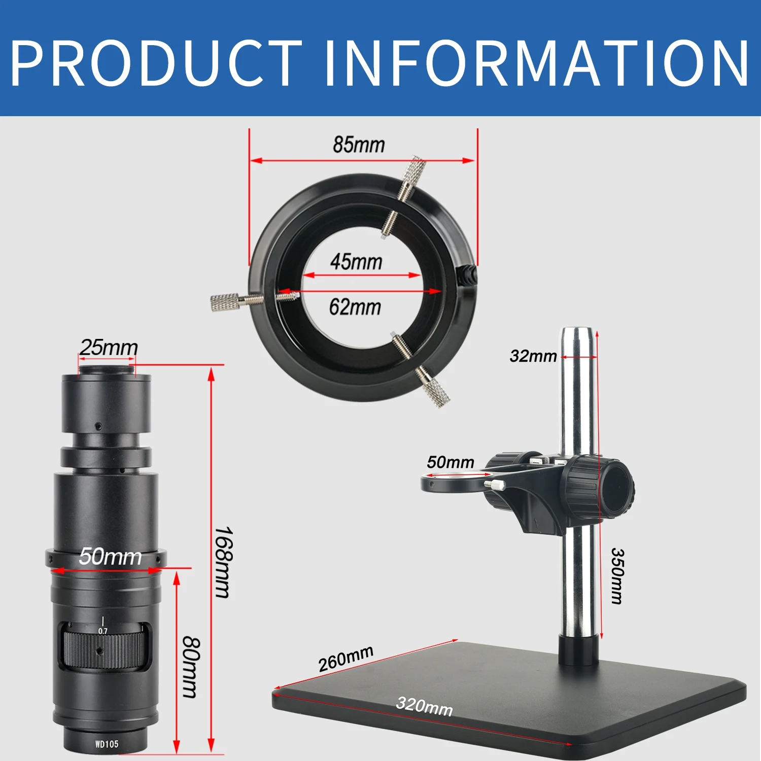 KOPPACE 14X-104X Auto Focus กล้องจุลทรรศน์อิเล็กตรอน HDMI HD 2MP อุตสาหกรรมออโต้โฟกัสกล้อง
