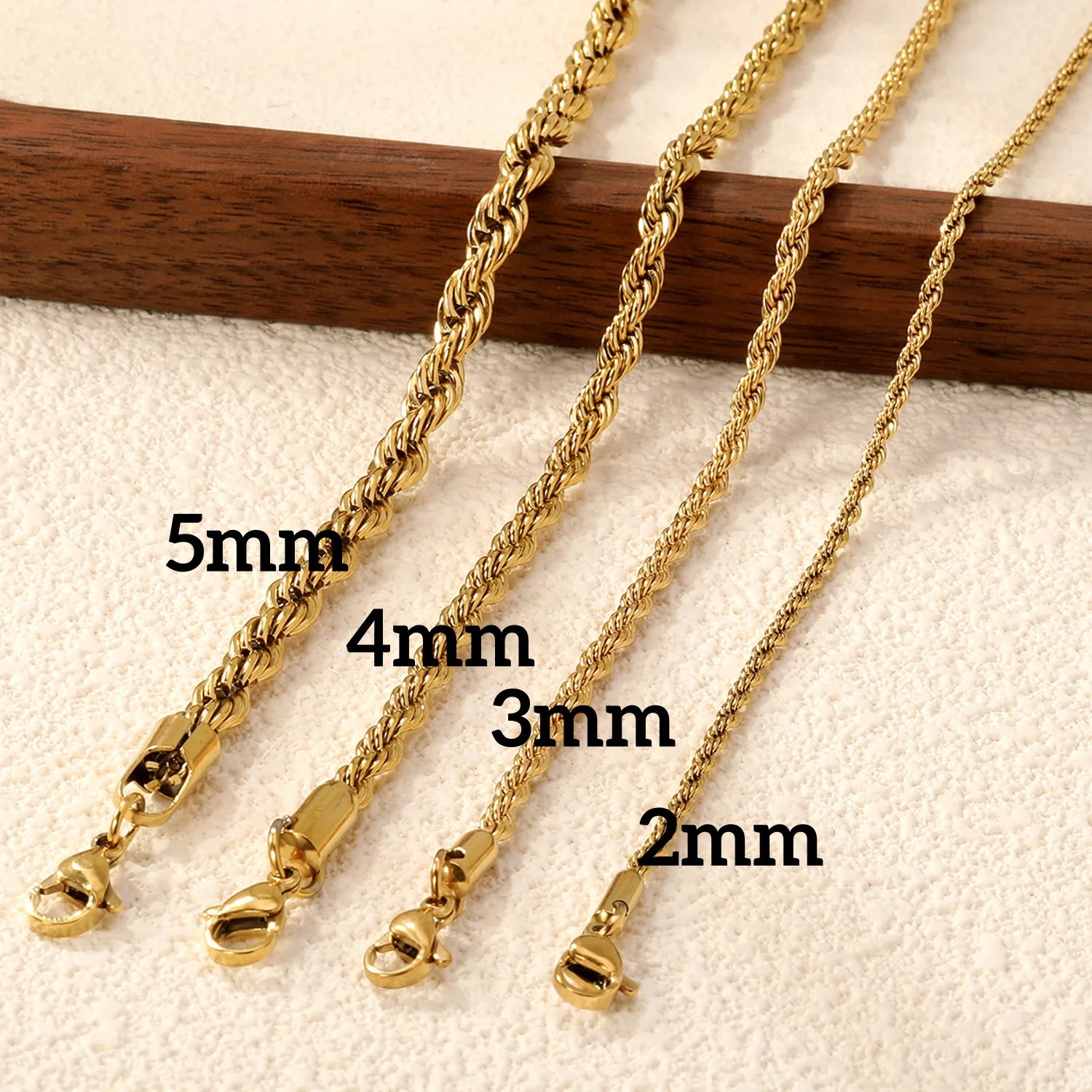 LUXUSTEEL Punk 1/10pcs/Lot 2/3/4/5mm Chain Stainless Steel Twist Rope Chain Necklaces No Fade DIY Pendants Accessories Wholesale