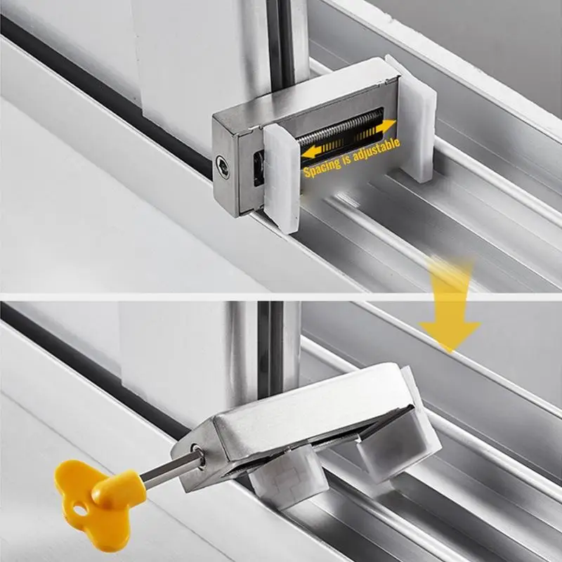 77JA 2x Punch-free Sliding Window Locks Move Window Safety Lock Sliding Sash Stopper